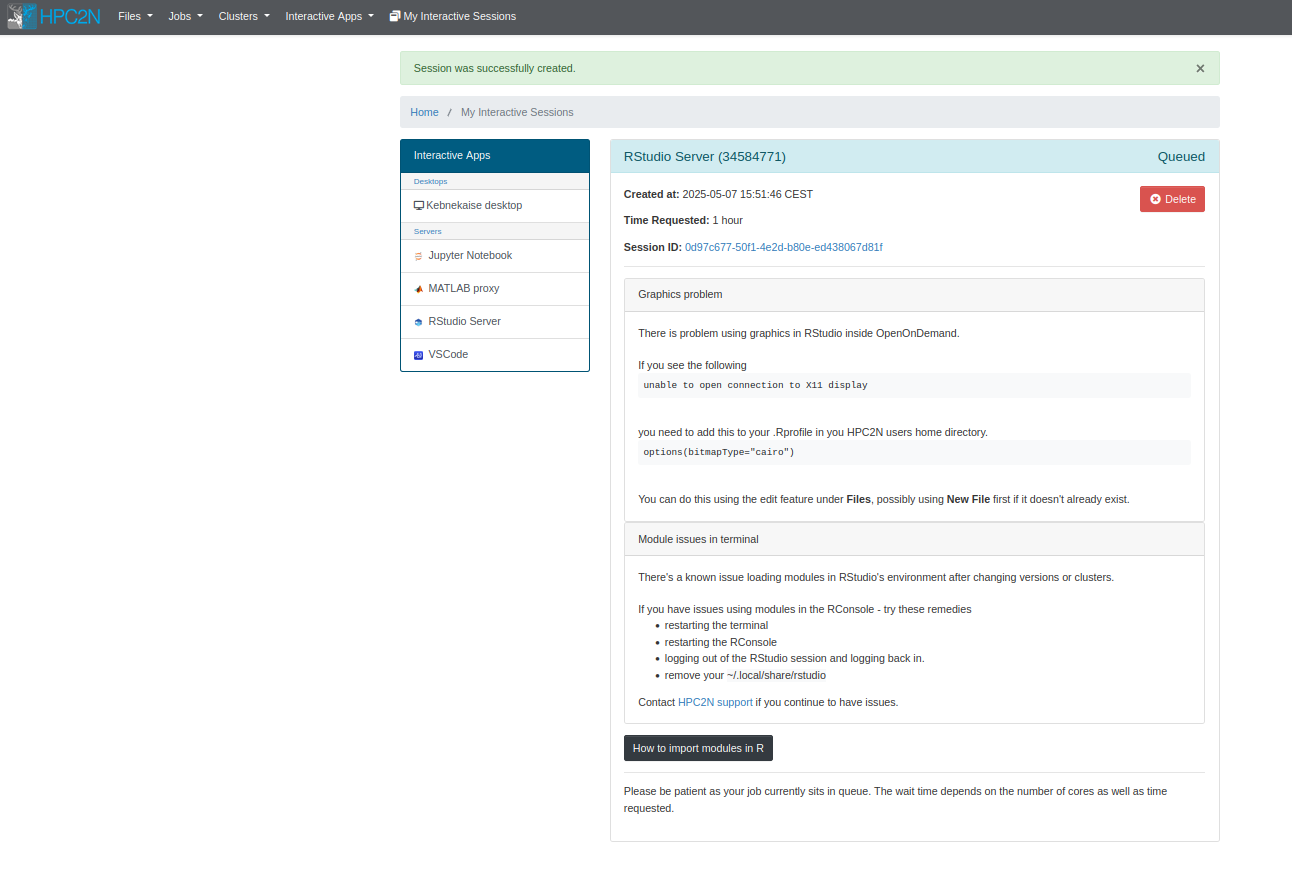 Open OnDemand RStudio server