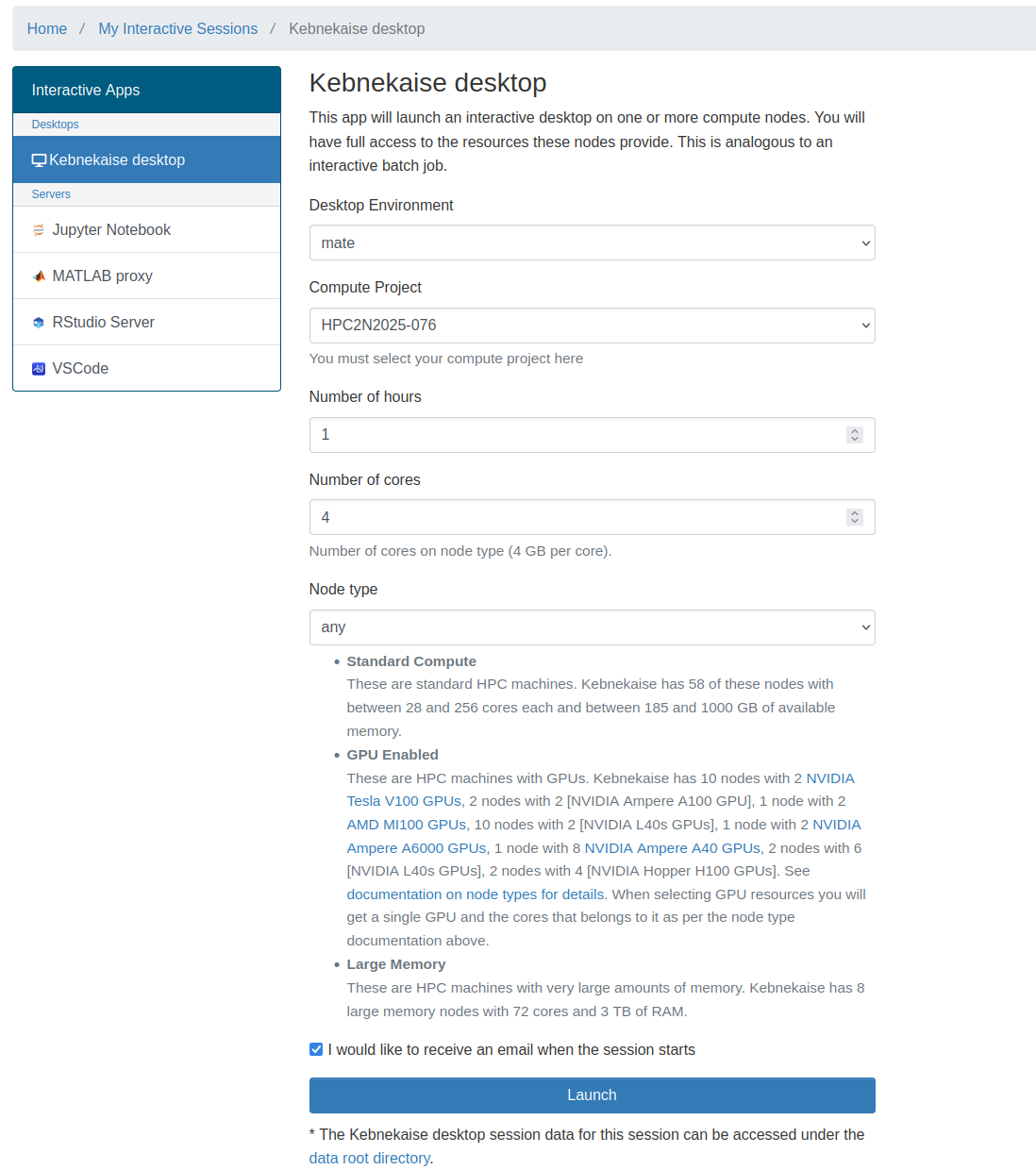 Open OnDemand Kebnekaise desktop