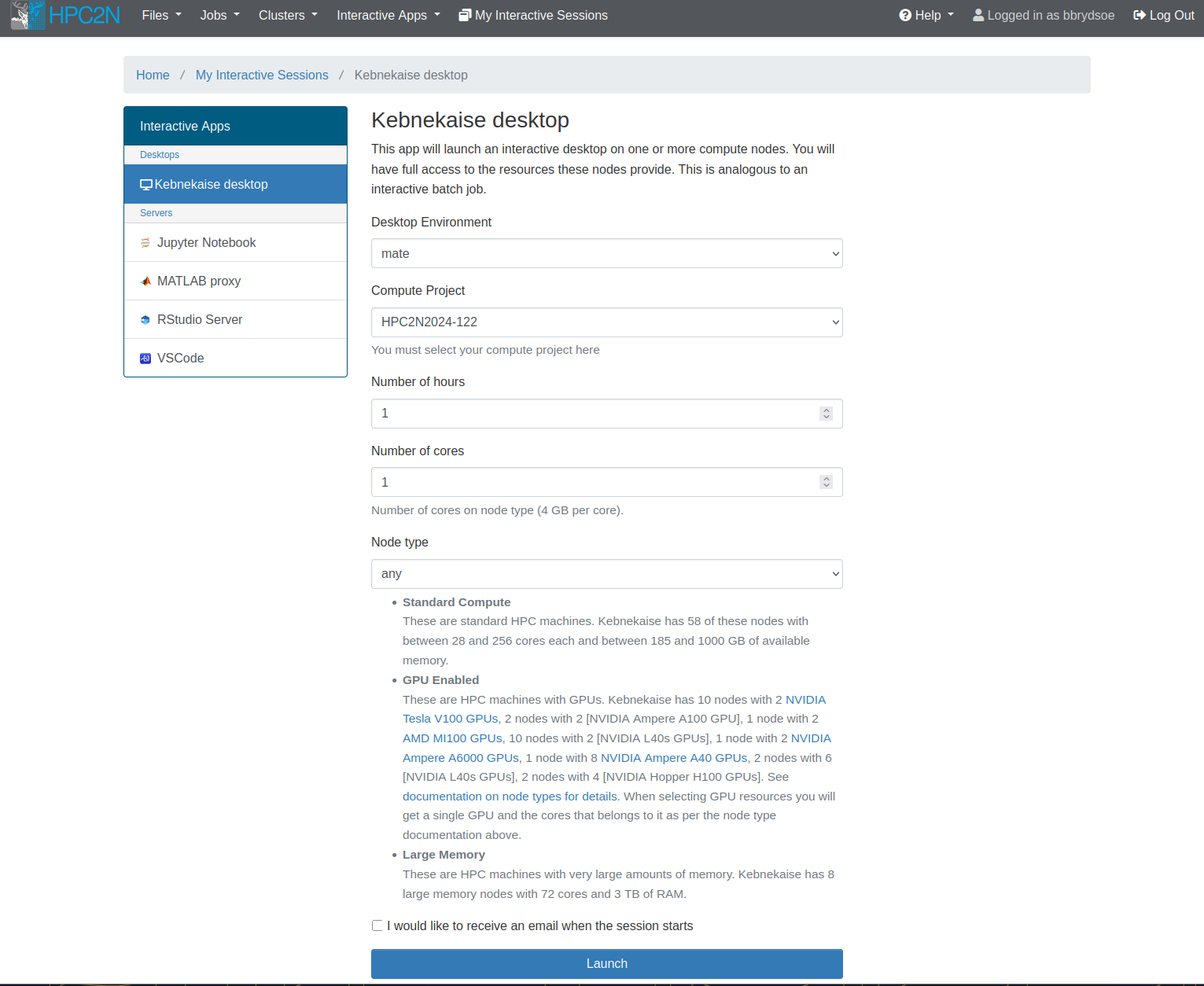 Open OnDemand Kebnekaise desktop