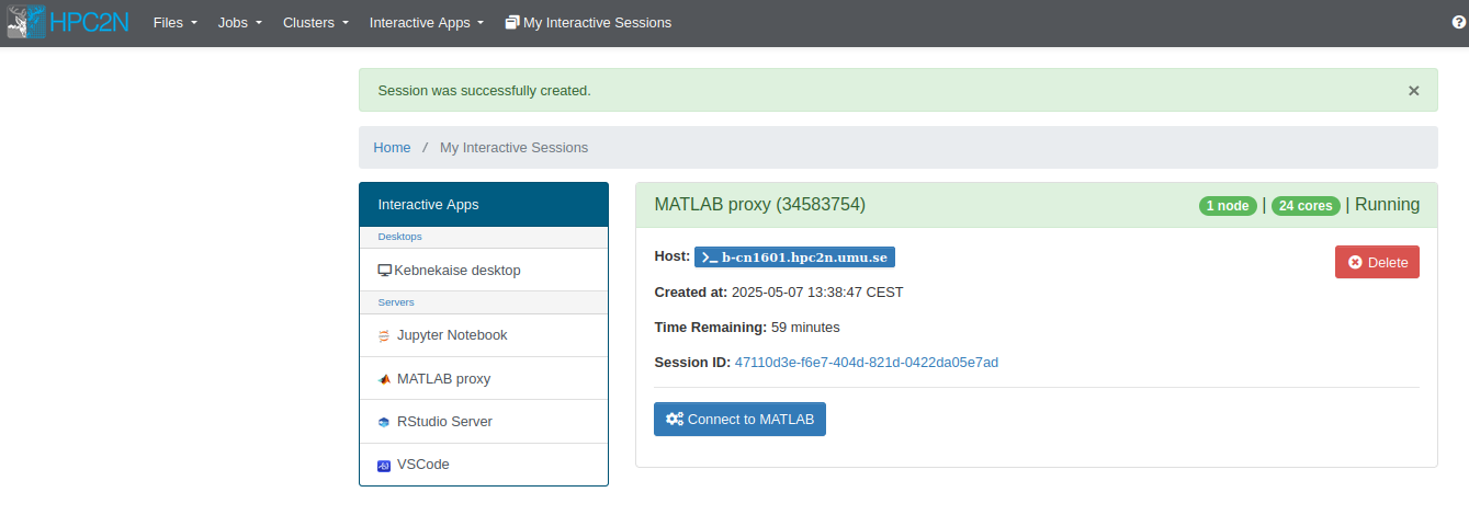 Open OnDemand MATLAB proxy