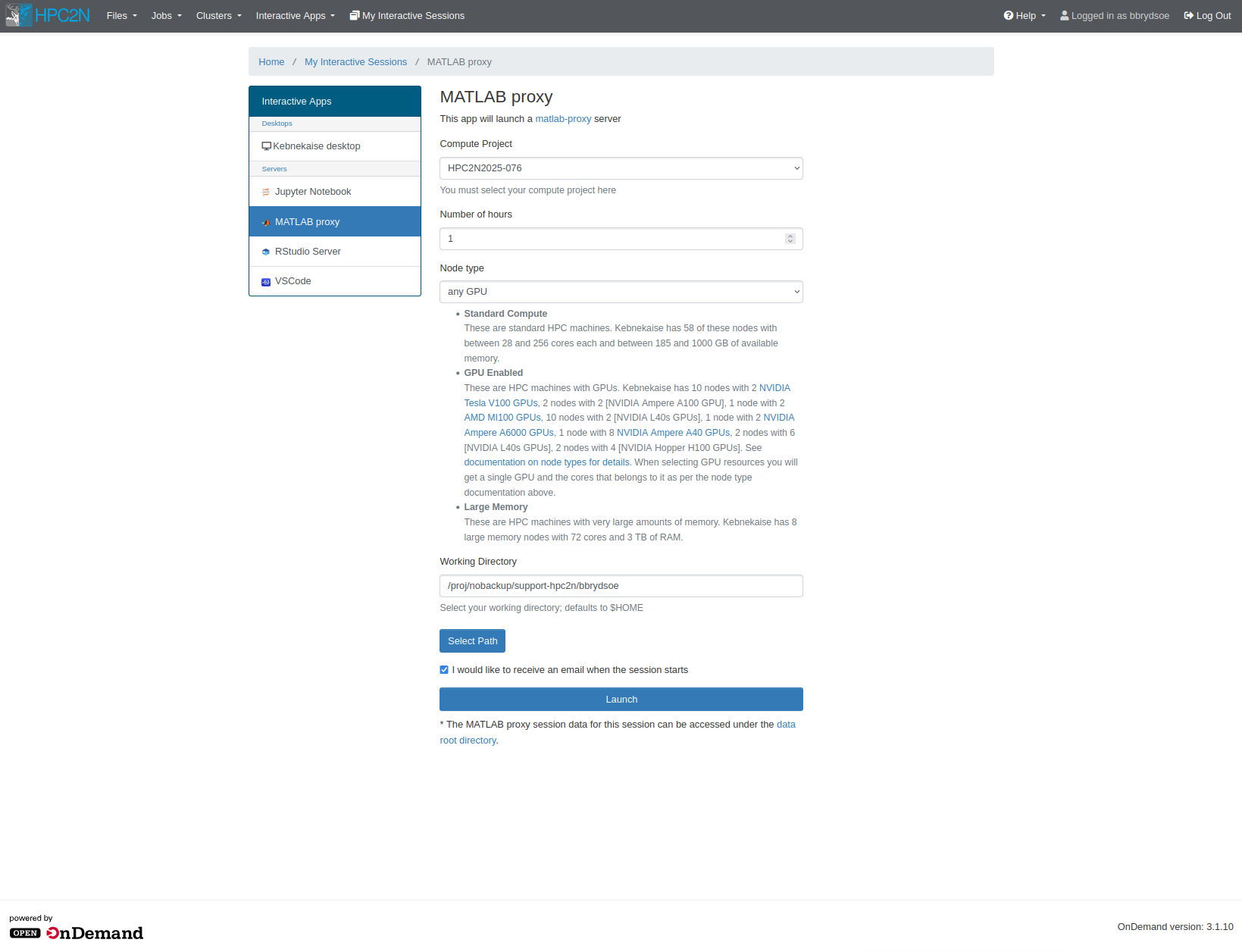 Open OnDemand MATLAB proxy
