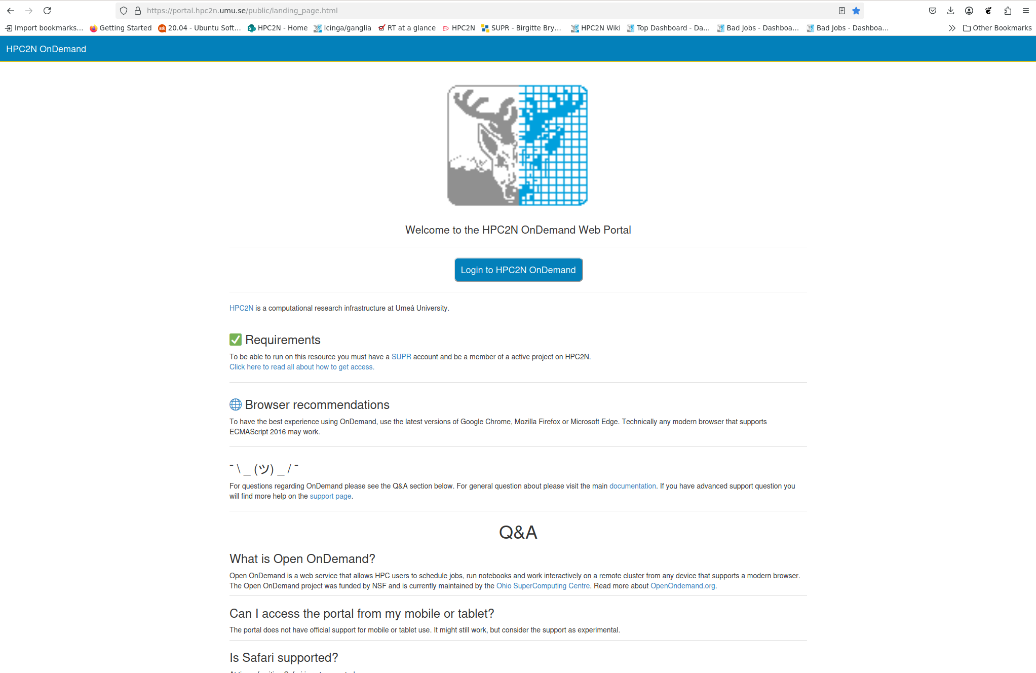 Open OnDemand Portal for HPC2N