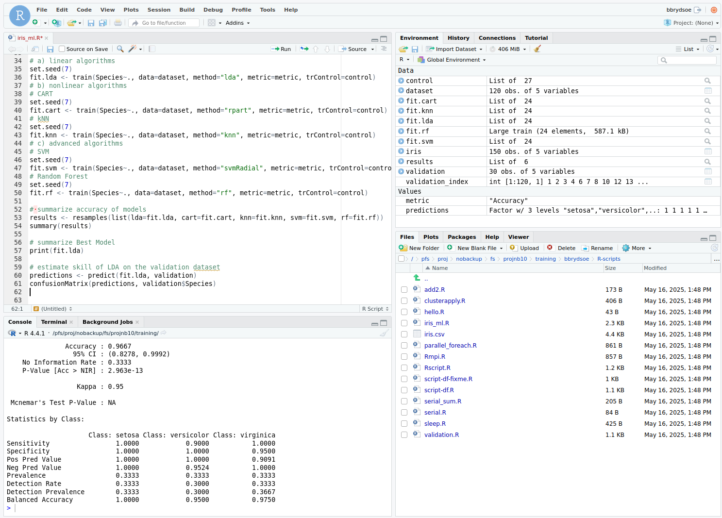 Run the iris script